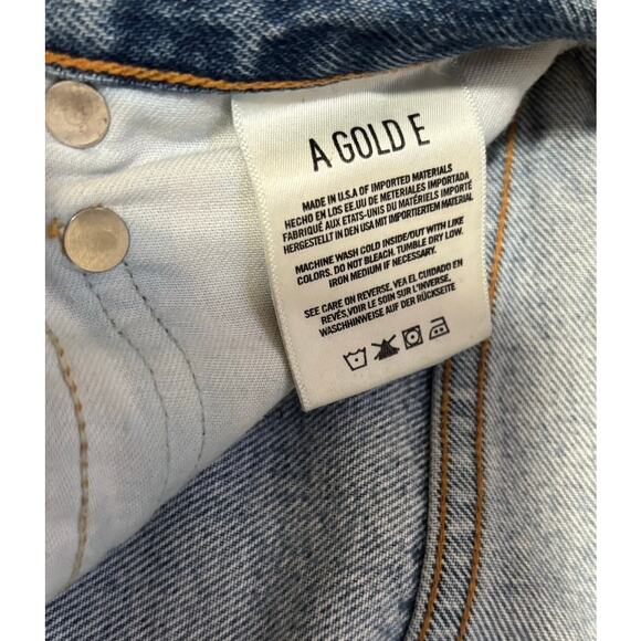 AGOLDE 90’s High Rise Distressed Straight Leg Jeans Light Wash Rigid Denim Sz 23 - Picture 7 of 10